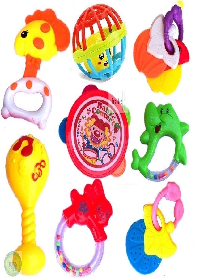 FRATELLI Newborn Acrylonitrile Butadiene Styrene Baby Teether & Rattles Pack [ 7Pcs] New,Multicolor - Image 1